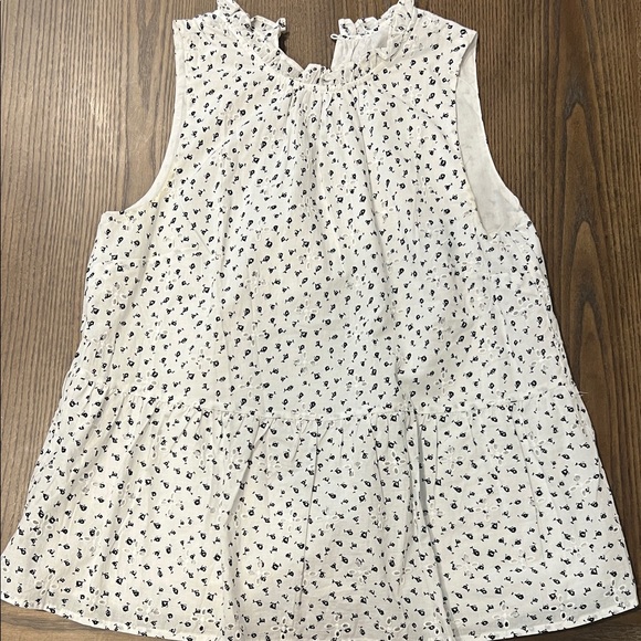 LOFT Tops - LOFT Ivory Sleeveless Top with Black Floral Design